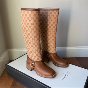 NWT Gucci monogram lola gg knee high riding boots